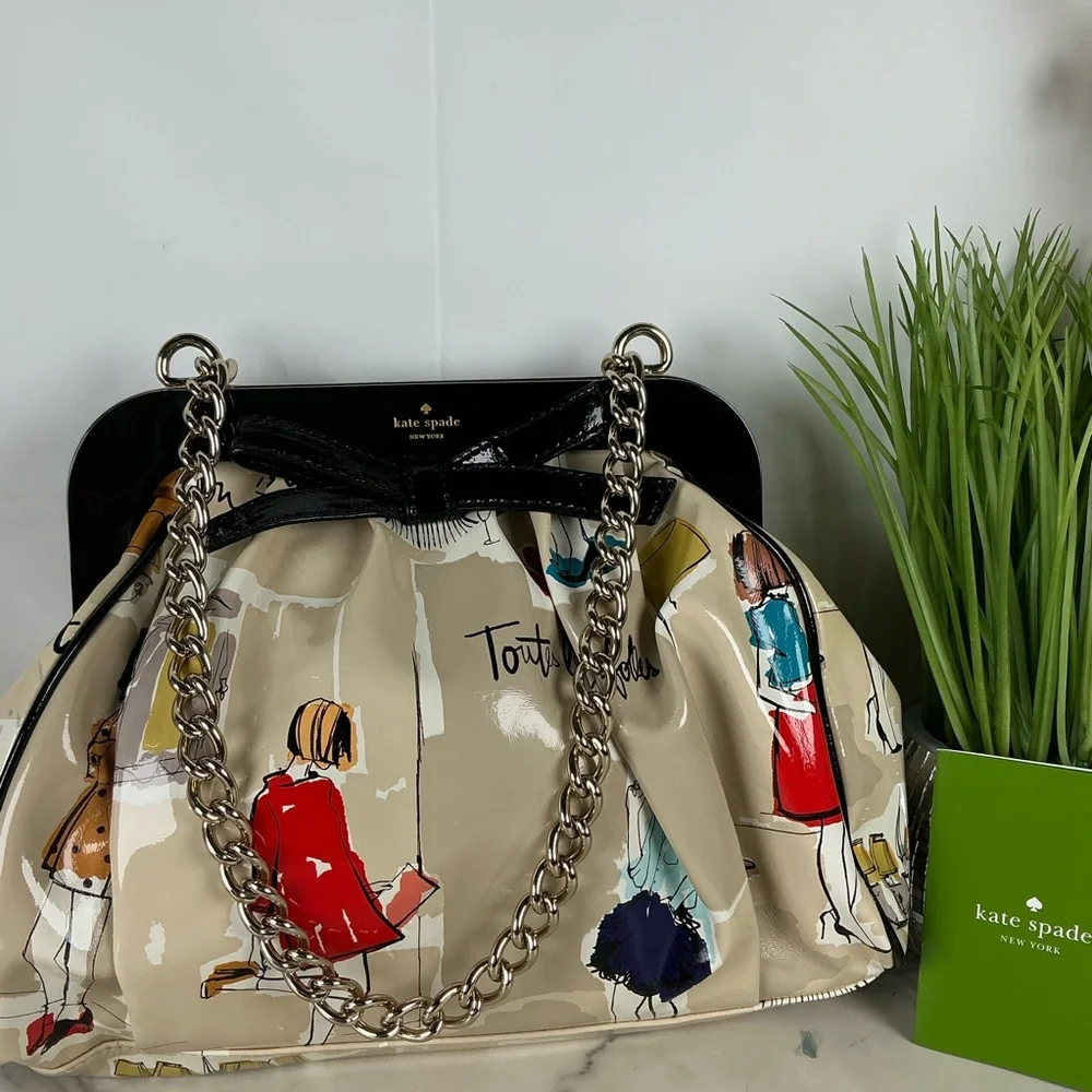 Kate Spade RARE‎ Garance Doré Collection Clutch Hand Shoulder Bag Kisslock Uniqu - Picture 3 of 15
